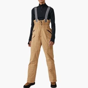 NEW Free People Movement Women's  All Prepped Ski Bib in Almond Oil Sz XS NWOT